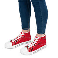 Stylish High Top Sneakers for Women - Red Artistic Design