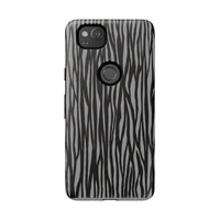 Stylish Tough Phone Case - Black and Gray Striped Design