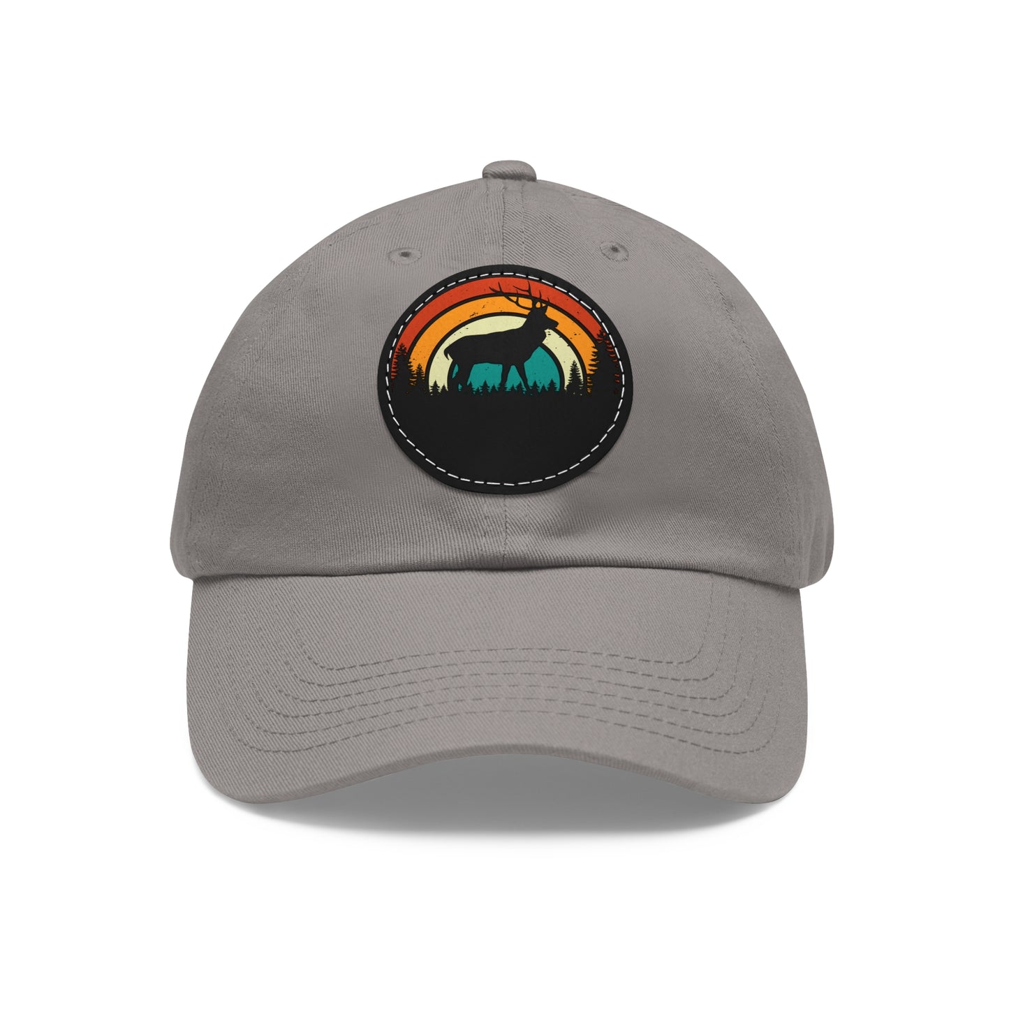 Stylish Dad Hat with Leather Patch - Retro Deer Design