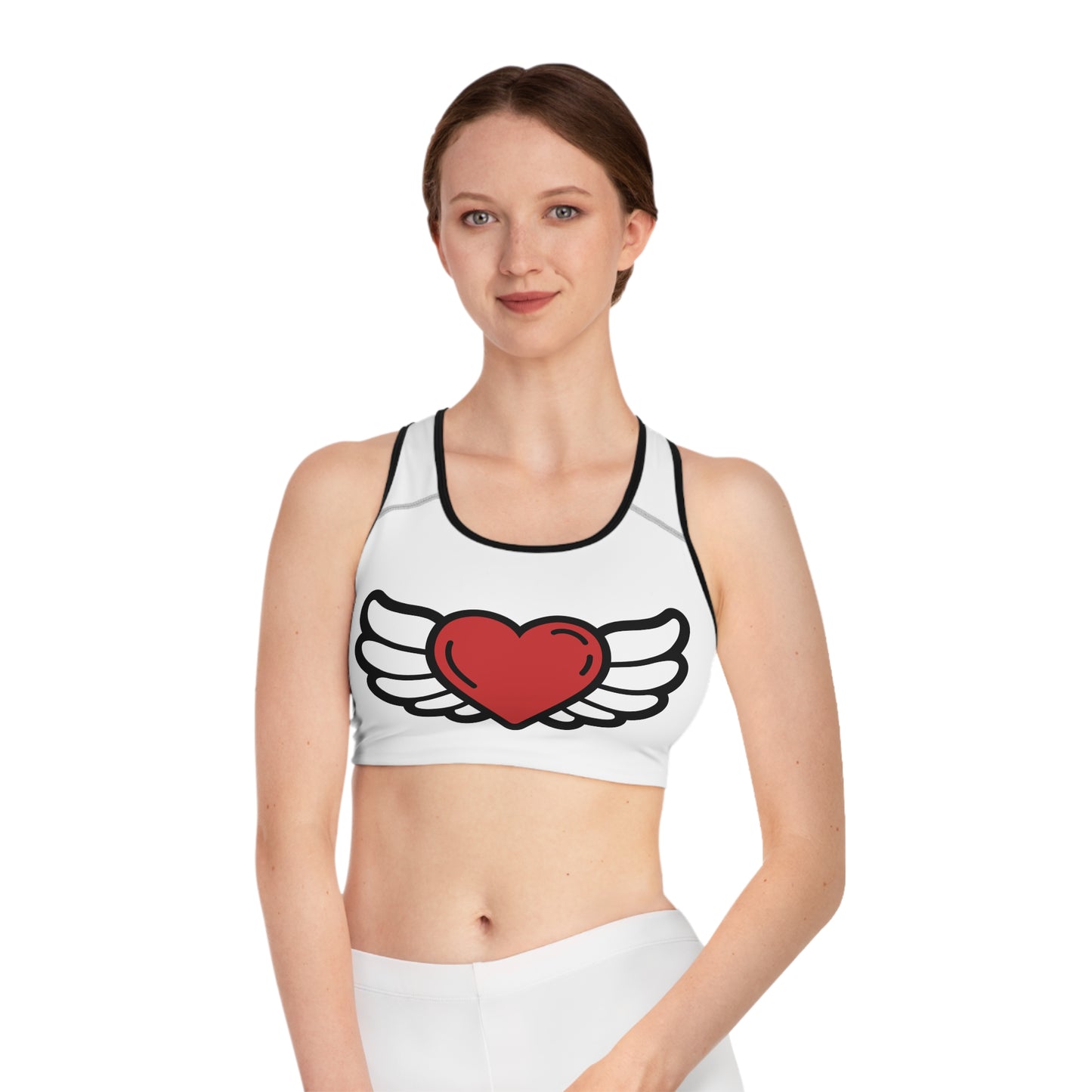 Heart Wings Sports Bra, Workout Bra, Activewear, Gift for Fitness Lovers, Valentine’s Day Gift, Motivational Gym Wear