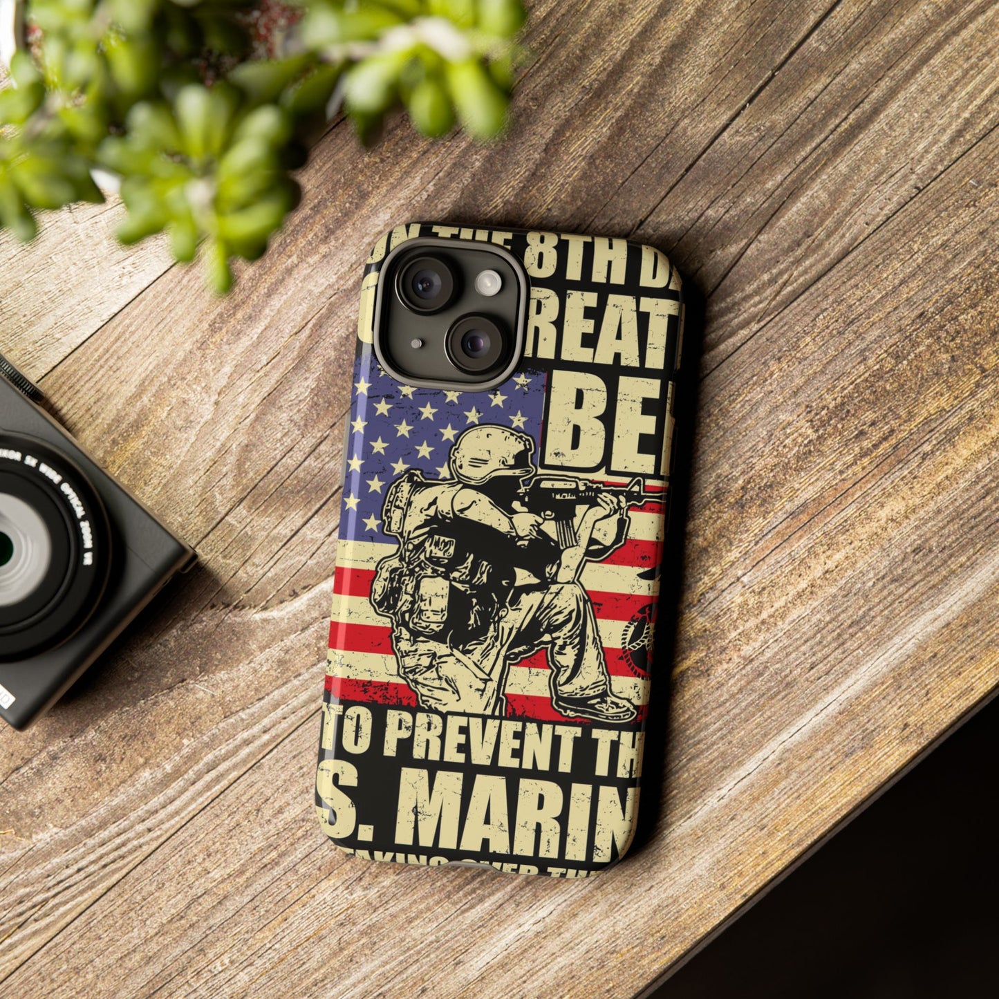 Military-Themed Phone Case - 'God Created Beer' Design