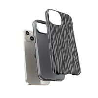 Stylish Tough Phone Case - Black and Gray Striped Design