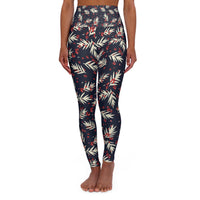 Tropical Leaf High Waisted Yoga Leggings - Comfortable Stretch Fit for Active Lifestyle