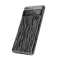 Stylish Tough Phone Case - Black and Gray Striped Design