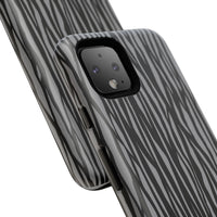 Stylish Tough Phone Case - Black and Gray Striped Design