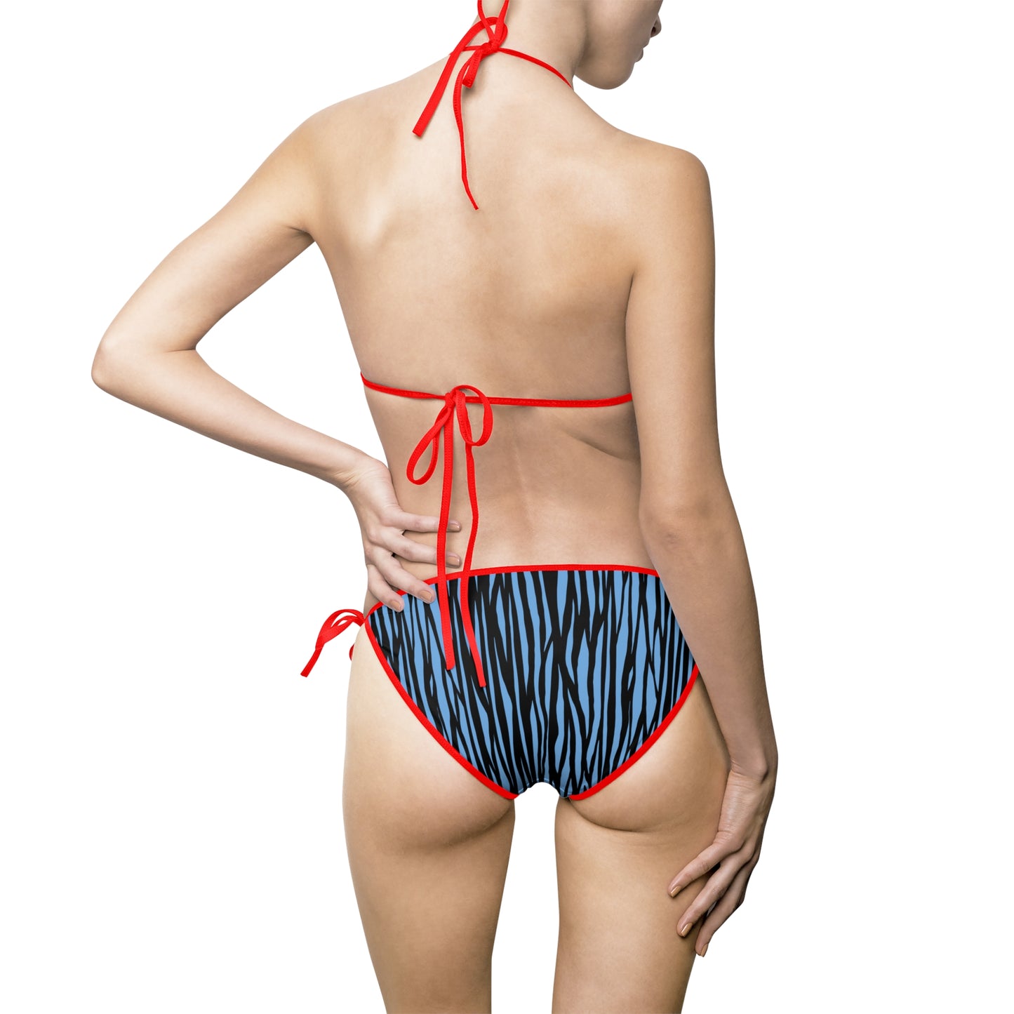 Blue Zebra Print Women's Bikini Swimsuit - Stylish Beachwear for Pool Parties