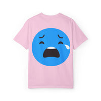 Unisex Garment-Dyed T-Shirt with Sad Emoji Design