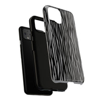 Stylish Tough Phone Case - Black and Gray Striped Design