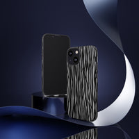 Stylish Tough Phone Case - Black and Gray Striped Design