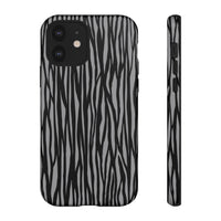 Stylish Tough Phone Case - Black and Gray Striped Design