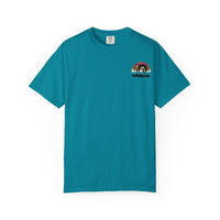 Chill Vibes Unisex Garment-Dyed T-Shirt - Retro Sloth & Sunset Design