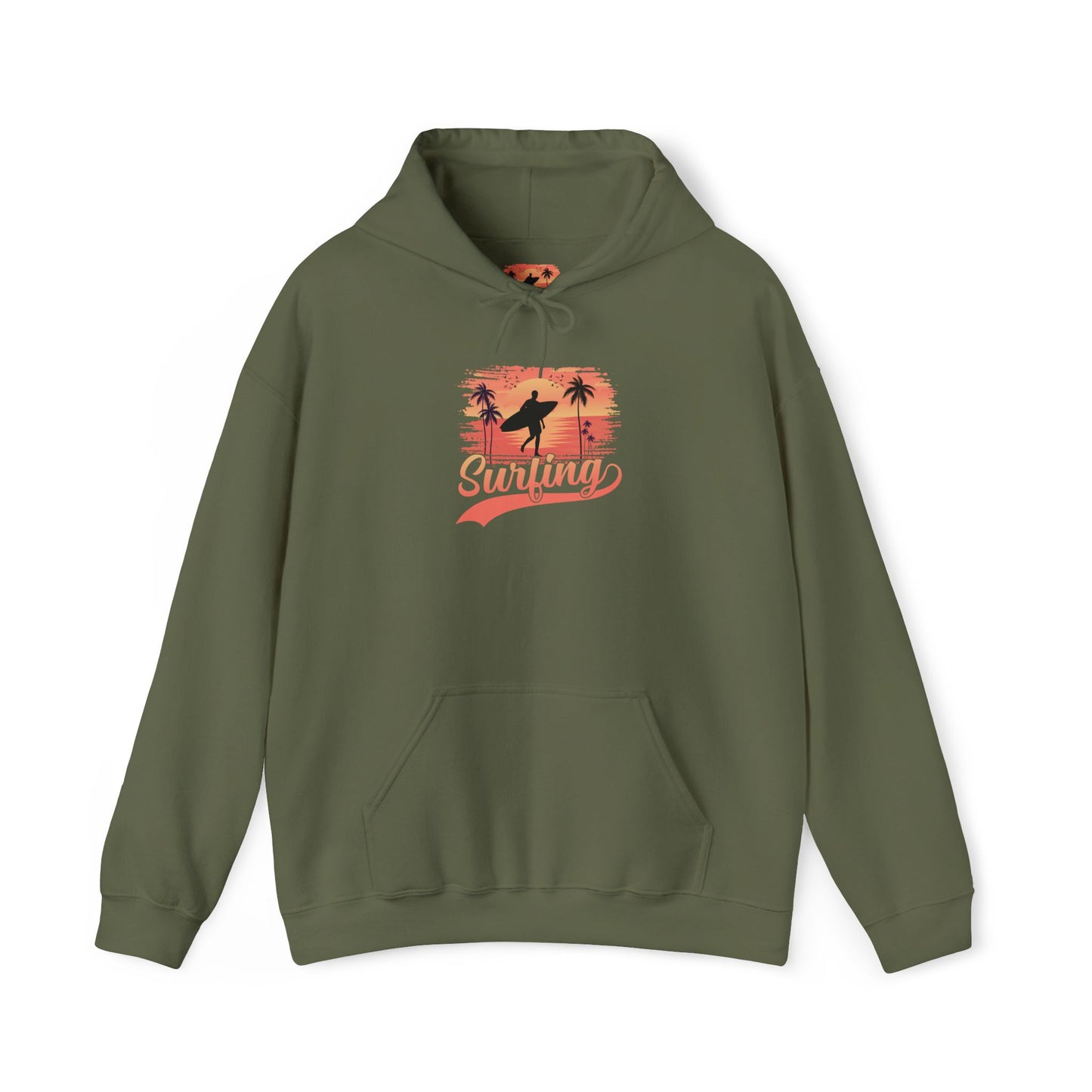 Surfing Vibes Hooded Sweatshirt, Beachwear, Gift for Surfers, Summer Fashion, Casual Wear, Coastal Style
