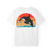 Ocean Sunset Orca Unisex T-Shirt - Relaxed, Vibrant Beach Vibes