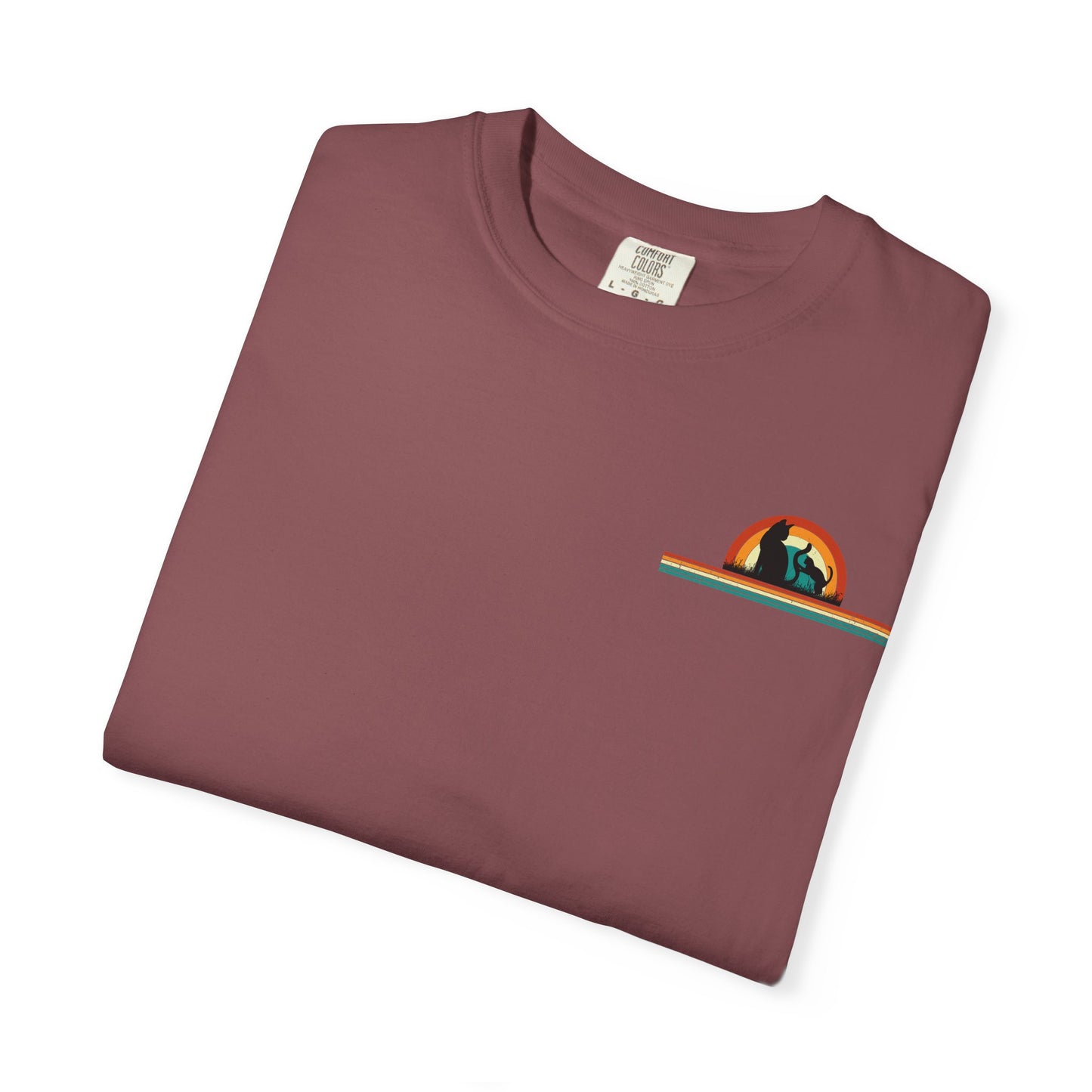 Unisex Cat & Dog Sunset Graphic T-Shirt - Casual Animal Lover Tee