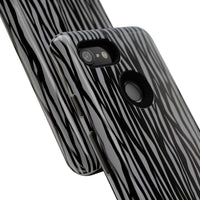 Stylish Tough Phone Case - Black and Gray Striped Design
