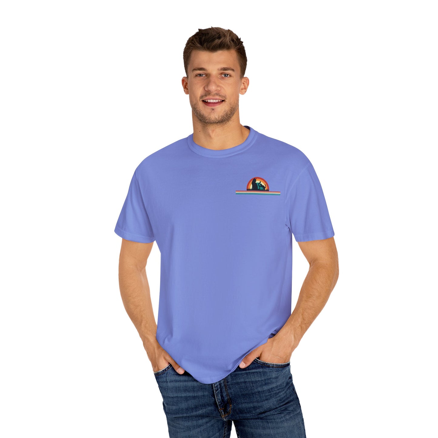 Unisex Cat & Dog Sunset Graphic T-Shirt - Casual Animal Lover Tee