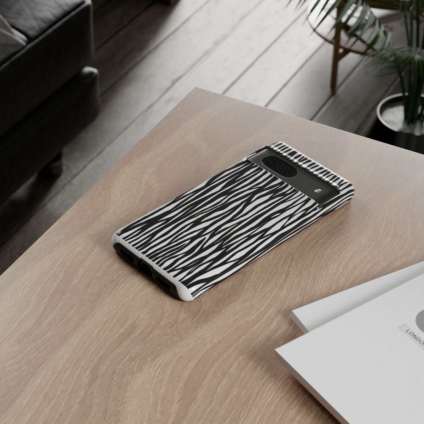 Tough Cases: Stylish Black and White Zebra Print Phone Case